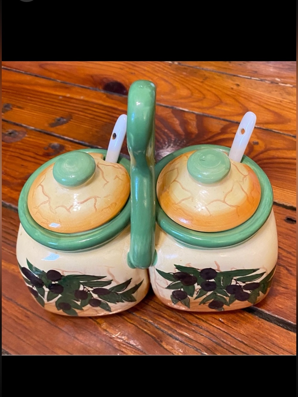 Condiment Spice Jar Container Set Buttercream Olive Branch Design
